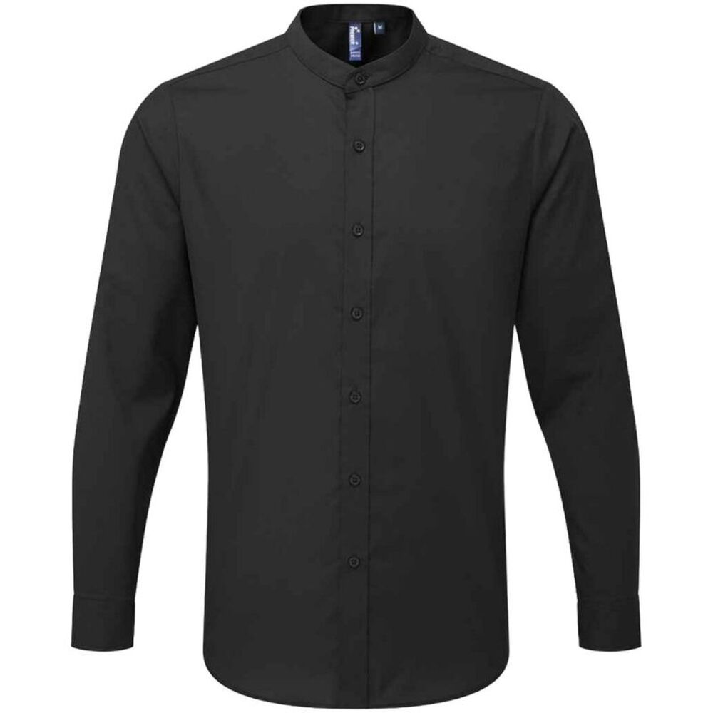 Premier Unisex Long Sleeve Grandad Shirt / Black